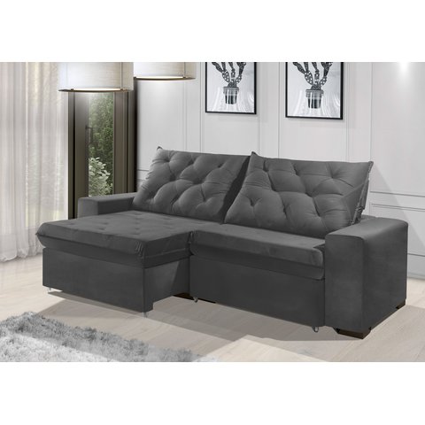 Sofá Retrátil e Reclinável 2.50m Estilo Estofados - Europa com Softgel D33 "cinza"