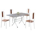 Ver imagem 2 de Conjunto Sala de Jantar Mesa Retangular 120x75cm Tampo Granito Ocre 4 Cadeiras Linda Yescasa Branco/Marrom