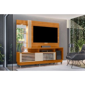 Painel Frizz Plus para Tv de até 60 Polegadas (com Rodízios) - Cinamomo / Off White - Madetec