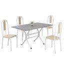 Ver imagem 2 de Conjunto Sala de Jantar Mesa Retangular 120x75cm Tampo Granito Ocre 4 Cadeiras Linda Yescasa Branco/Creme