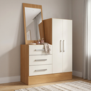 Ver imagem 1 de Cômoda para Quarto 3 Gavetas 2 Portas com Espelho Dunas Cinamomo e Off White Yescasa Bege