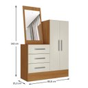 Ver imagem 5 de Cômoda para Quarto 3 Gavetas 2 Portas com Espelho Dunas Cinamomo e Off White Yescasa Bege