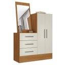 Ver imagem 2 de Cômoda para Quarto 3 Gavetas 2 Portas com Espelho Dunas Cinamomo e Off White Yescasa Bege