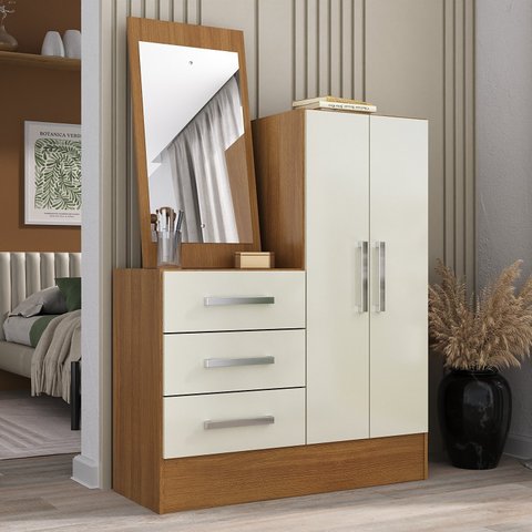 Cômoda 2 Portas 3 Gavetas com Espelho Dunas