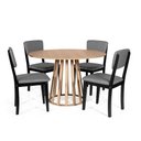 Ver imagem 1 de Mesa de Jantar Redonda Gabi Jade com 4 Cadeiras Estofadas Ella Preto/cinza Escuro