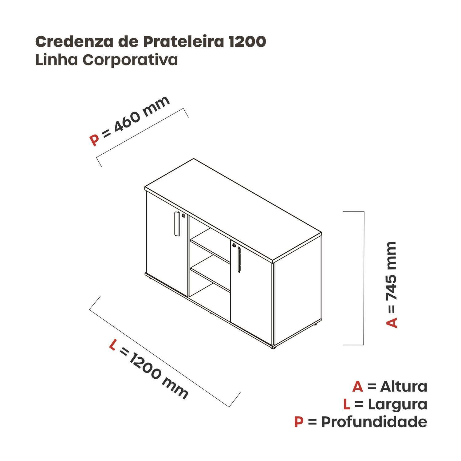 Armário Credenza 02 Portas Pivotante Credc1200 - 3