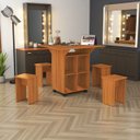 Ver imagem 7 de Mesa Jantar Dobravel Balcão Bistrô Rodízios Auxiliar Prateleiras Jade 120cm 4 Banquinhos:nature