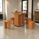 Ver imagem 5 de Mesa Jantar Dobravel Balcão Bistrô Rodízios Auxiliar Prateleiras Jade 120cm 4 Banquinhos:nature