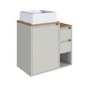 Ver imagem 2 de Balcão Gabinete de Banheiro com Cuba 1 Porta e 2 Gavetas Suspenso 60cm Multimóveis Crart-BAL009 -