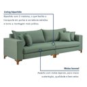 Ver imagem 5 de Sofá Living Bipartido 4 Lugares 260cm Almofadas Soltas Pés Madeira Maciça Madri Linho/Verde