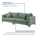 Ver imagem 7 de Sofá Living Bipartido 4 Lugares 260cm Almofadas Soltas Pés Madeira Maciça Madri Linho/Verde