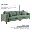 Ver mais imagens de Sofá Living Bipartido 4 Lugares 260cm Almofadas Soltas Pés Madeira Maciça Madri Linho/Verde