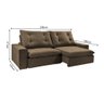 Sofá Alto Padrão Luxuoso Retrátil e Reclinável 4 Lugares Rubi 2,30m - Suede Marrom - 6