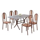 Ver imagem 2 de Conjunto Sala de Jantar Mesa Retangular 140x75cm Tampo Granito Ocre 6 Cadeiras Linda Yescasa