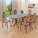 Ver imagem 1 de Conjunto Sala de Jantar Mesa Retangular 140x75cm Tampo Granito Ocre 6 Cadeiras Linda Yescasa