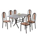 Ver imagem 2 de Conjunto Sala de Jantar Mesa Retangular 140x75cm Tampo Granito Ocre 6 Cadeiras Linda Yescasa