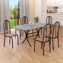 Ver imagem 1 de Conjunto Sala de Jantar Mesa Retangular 140x75cm Tampo Granito Ocre 6 Cadeiras Linda Yescasa