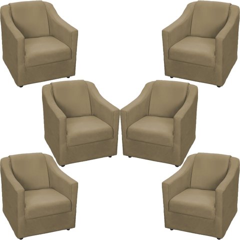 Kit 6 Poltronas Decorativas para Sala Recepção Consultório Manicure Cadeira Mila Suede