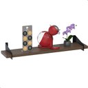 Ver imagem 6 de 2 Prateleiras Suspensa Estilo Industrial Madeira 60cm Fs Pm:marrom-escuro