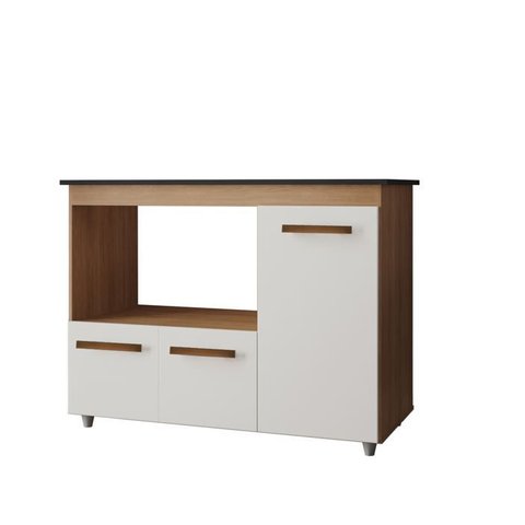 Balcão para Cooktop 3 Portas Armário de Cozinha Ana Savana/off White - Lahome Decor