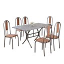 Ver imagem 2 de Conjunto Sala de Jantar Mesa Retangular 140x75cm Tampo Granito Ocre 6 Cadeiras Linda Yescasa