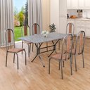 Ver imagem 1 de Conjunto Sala de Jantar Mesa Retangular 140x75cm Tampo Granito Ocre 6 Cadeiras Linda Yescasa