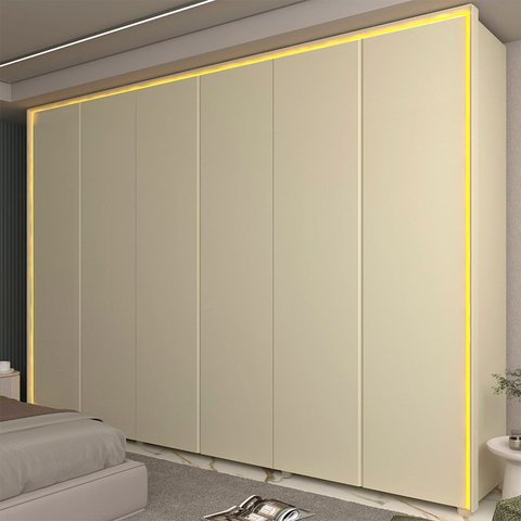 Guarda-Roupa Casal 6 Portas com LED com Pés 100% MDF Splendor Off White