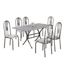 Ver imagem 2 de Conjunto Sala de Jantar Mesa Retangular 140x75cm Tampo Granito Ocre 6 Cadeiras Linda Yescasa