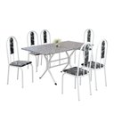 Ver imagem 2 de Conjunto Sala de Jantar Mesa Retangular 140x75cm Tampo Granito Ocre 6 Cadeiras Linda Yescasa