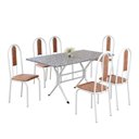 Ver imagem 2 de Conjunto Sala de Jantar Mesa Retangular 140x75cm Tampo Granito Ocre 6 Cadeiras Linda Yescasa