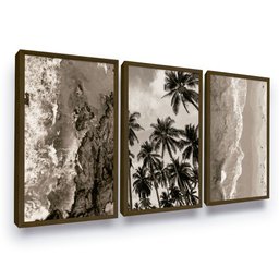 Kit Quadros Decorativos Paisagem Mar C/ Moldura Grande Praia - 1