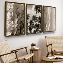 Kit Quadros Decorativos Paisagem Mar C/ Moldura Grande Praia - 2