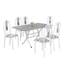 Ver imagem 2 de Conjunto Sala de Jantar Mesa Retangular 140x75cm Tampo Granito Ocre 6 Cadeiras Linda Yescasa