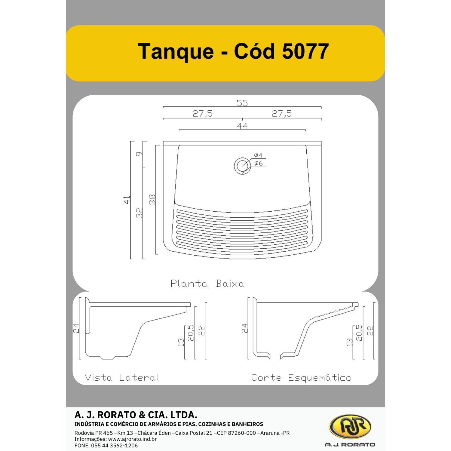 Tanque de Lavar Roupa em Mármore Sintético Granitado 55x41cm  - 3
