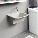 Ver imagem 4 de Tanque de Lavar Roupa em Mármore Sintético Granitado 55x41cm Branco/Travertino Aj Rorato