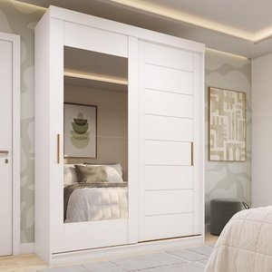Guarda-Roupa Solteiro 160cm 2 Portas de Correr com Espelhos 100% Mdf Dubai Espresso Móveis