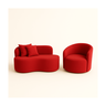 Conjunto 01 Poltrona + Sofá Curvo Orgânico Nature Gaia Suede Vermelho - Montanaris Decor - 1