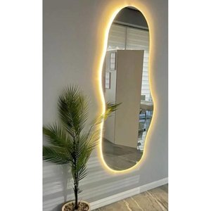 Espelho 110x60 Organico com Led Claro Moderno Abstrado