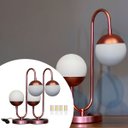 Ver imagem 1 de Kit 2 Abajur de Mesa Moderno Jennifer Rose Gold com 2 Globos 10cm + Lâmpada Branco Quente