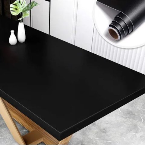 Adesivo Envelopamento Parede Móveis Eletrodoméstico - Preto Plavitec Adesivo Preto 50cm x 5,0m