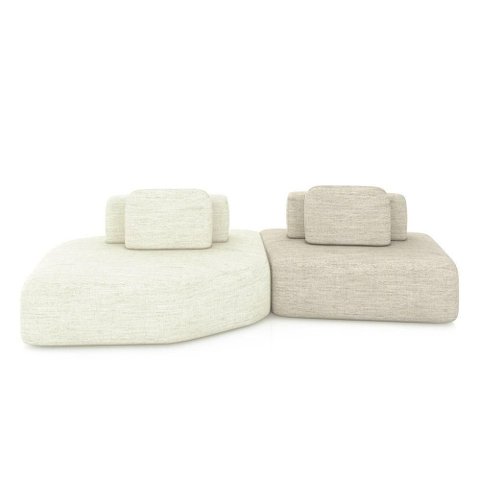 Sofá Modular Dakota Ilha 2 Módulos 310cm Linho Offwhite-Bege Gran Belo