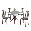 Ver imagem 2 de Conjunto Sala de Jantar Mesa Quadrada 75x75cm Tampo Granito Ocre 4 Cadeiras Linda Yescasa Marrom/Preto Floral