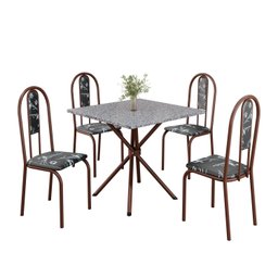 Conjunto Sala de Jantar Mesa Quadrada 75x75cm Tampo Granito Ocre 4 Cadeiras Linda Yescasa - 2
