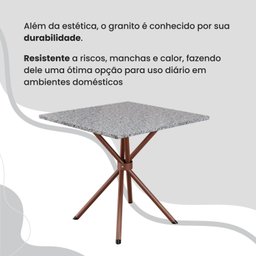 Conjunto Sala de Jantar Mesa Quadrada 75x75cm Tampo Granito Ocre 4 Cadeiras Linda Yescasa - 8