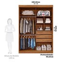 Ver imagem 5 de Guarda-roupa Solteiro 160cm 2 Portas de Correr com Espelhos 100% Mdf Dubai Espresso Móveis