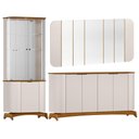 Ver imagem 1 de Kit Aparador Buffet com Cristaleira e Espelho Verbena N01 Off White Ypê - Lyam Decor