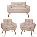 Ver imagem 1 de Kit Namoradeira Opala + 2 Poltronas para Sala Balaqui Decor Cor:bege