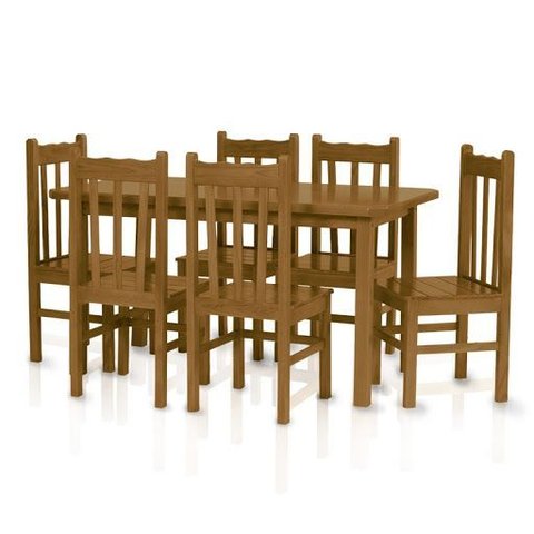 Conjunto de Mesa Mônaco com 6 Cadeiras Imbuia