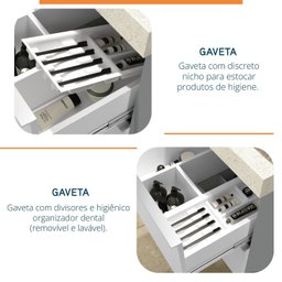 Gabinete para Banheiro Suspenso Ripy 80cm sem Lavatório - 6