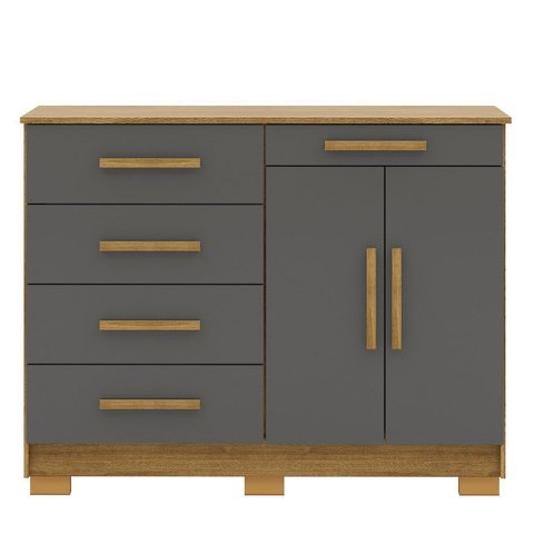 Cômoda Grande Sapateira Quarto 5 Gavetas 2 Portas Sirios Nature/alasca